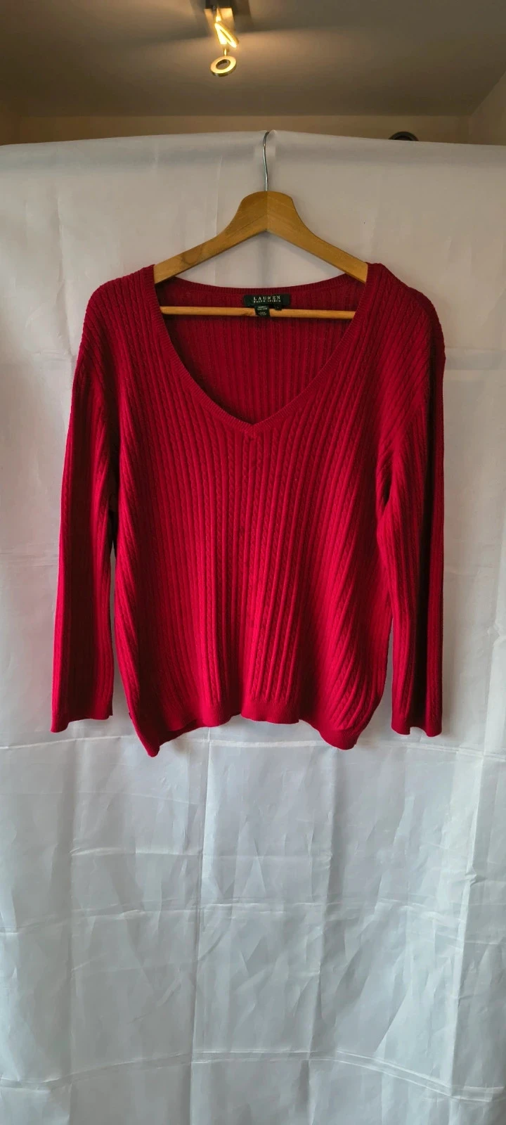 Lauren Ralph Lauren tricô | 100% algodão | vermelho | tamanho L | malha fina | #274 – photo 2